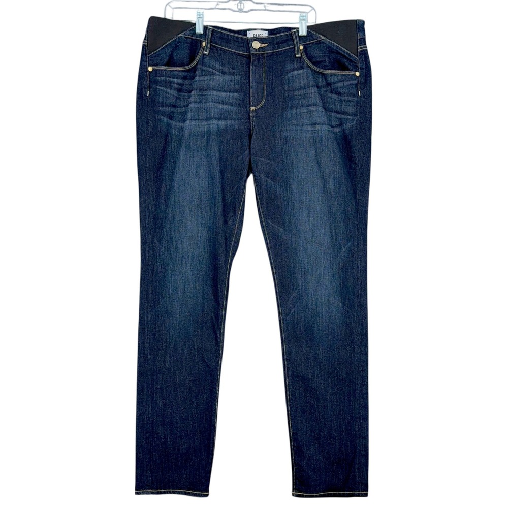 PAIGE Jimmy Jimmy Skinny Dark Wash Denim Maternity Jeans Size‎ 34 Stretch